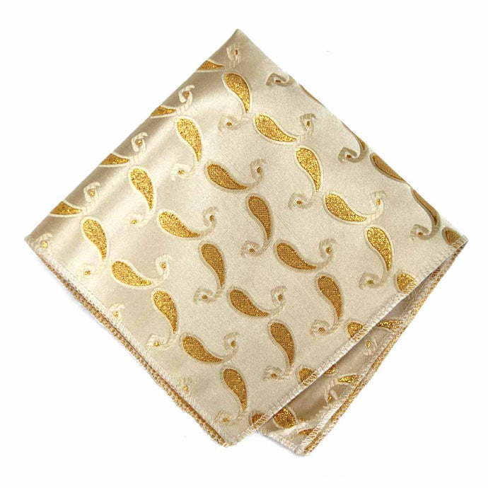 Gold Fairport Paisley Pocket Square