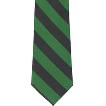 Load image into Gallery viewer, The front of a green and gray striped extra long tie