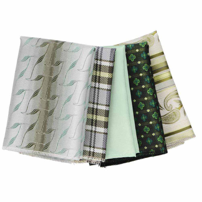 5 assorted green pocket squares