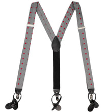 Load image into Gallery viewer, Houndstooth suspenders with red polka dots