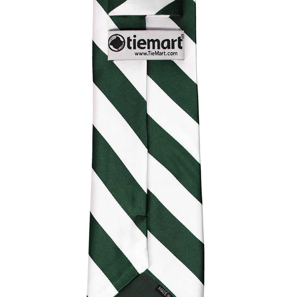 Hunter Green and White Striped Tie | Shop at TieMart – TieMart, Inc.