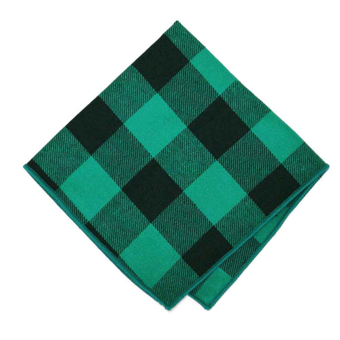 Jade Buffalo Plaid Cotton Pocket Square