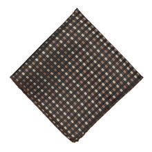 Load image into Gallery viewer, Brown and black plaid pocket square, flat front view