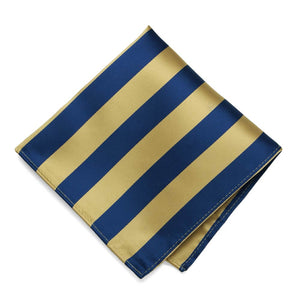 Light Gold and Twilight Blue Striped Pocket Square