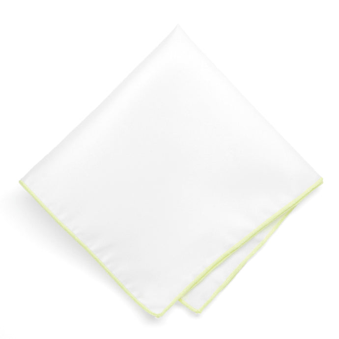 Light Lime Tipped White Pocket Square