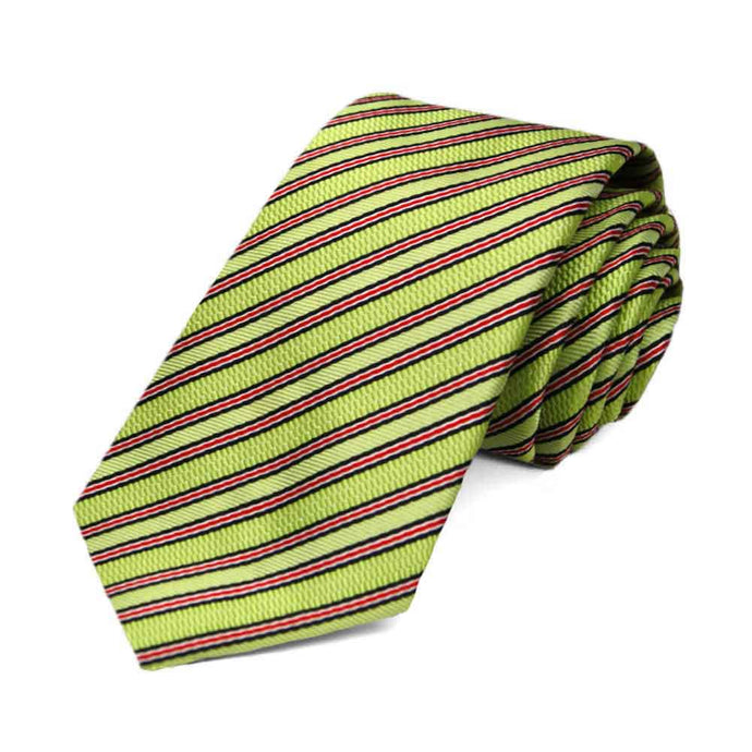 Key Lime Alice Striped Slim Necktie