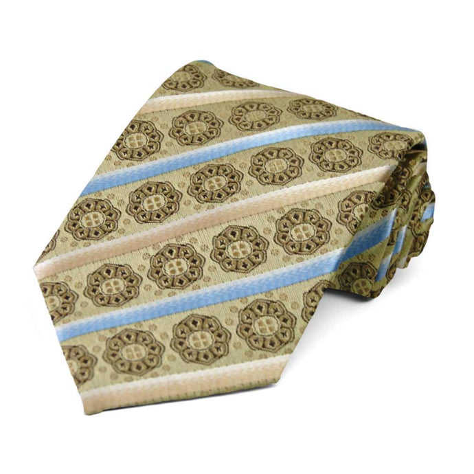 Light Gold Mesa Medallion Stripe Necktie