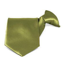 Load image into Gallery viewer, Olive Green Solid Color Clip-On Tie