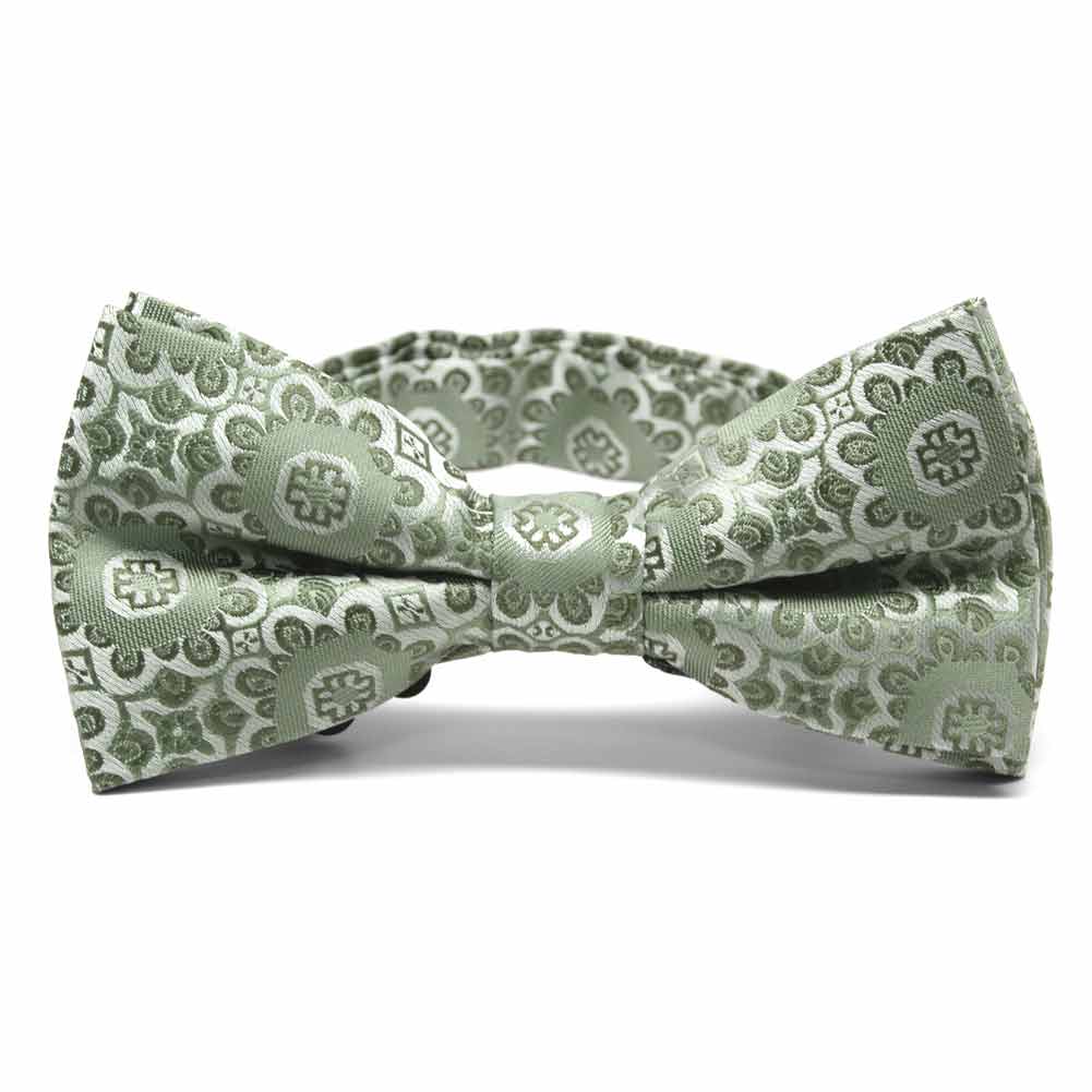 Mint Green Floral Pattern Band Collar Bow Tie | Shop at TieMart ...