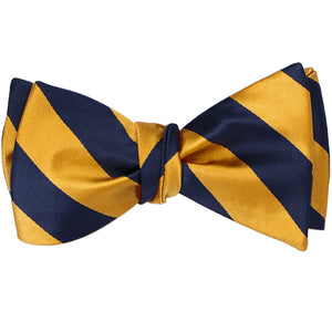 Navy Blue and Gold Bar Striped Self-Tie Bow Tie | Shop at TieMart ...