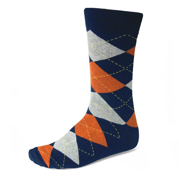 Argyle Golf Socks, Navy/Orange/White