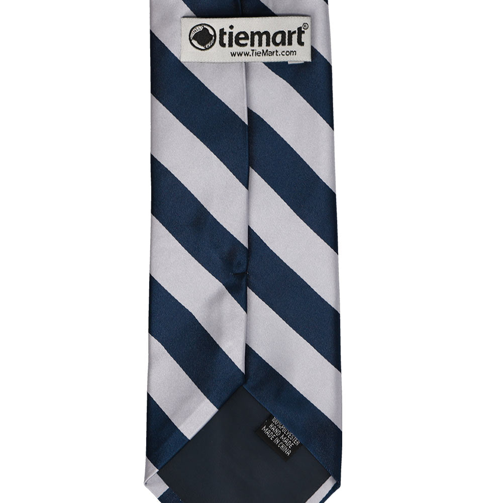 Navy Blue and Silver Striped Tie | Shop at TieMart – TieMart, Inc.