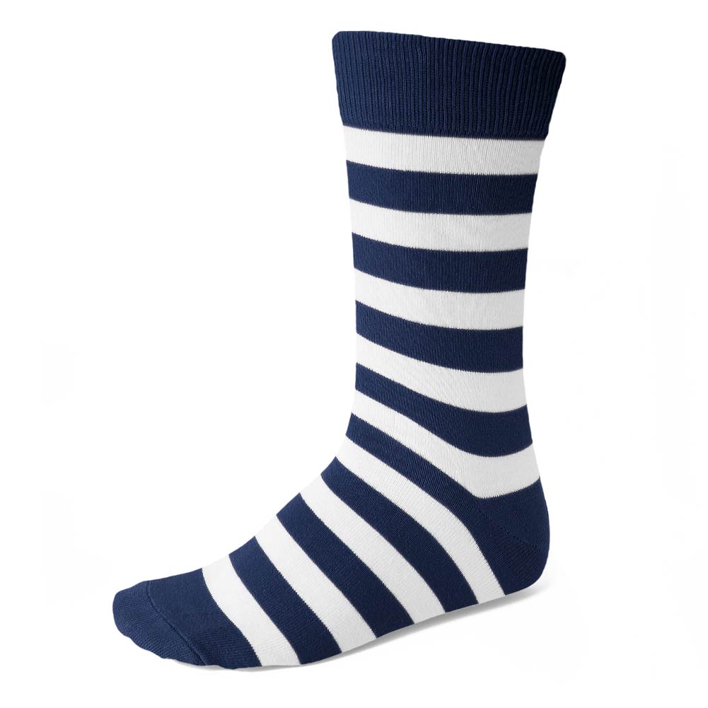Blue and white striped socks for women