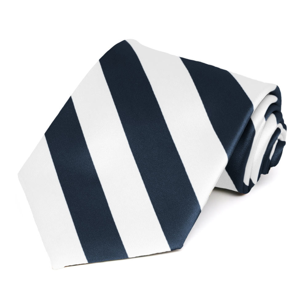 Classic Navy Blue Lined Polyester Tie