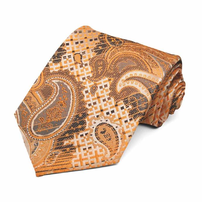 Orange Bracken Paisley Necktie