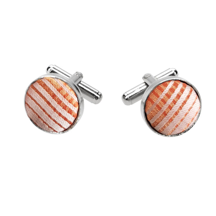 Orange Plaid Fabric Cufflinks