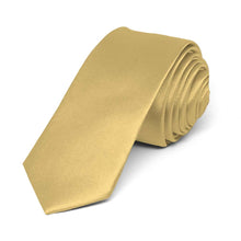 Load image into Gallery viewer, Pale Gold Skinny Solid Color Necktie, 2&quot; Width