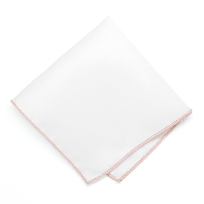 Pastel Pink Tipped White Pocket Square