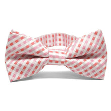 Load image into Gallery viewer, Pink and white plaid bow tie, front view