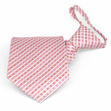 Load image into Gallery viewer, Pink and white plaid zipper tie, folded front view