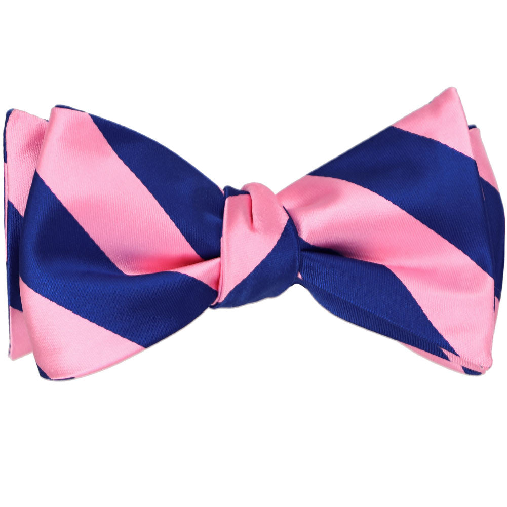 Pink and Royal Blue Striped Self-Tie Bow Tie | Shop at TieMart ...