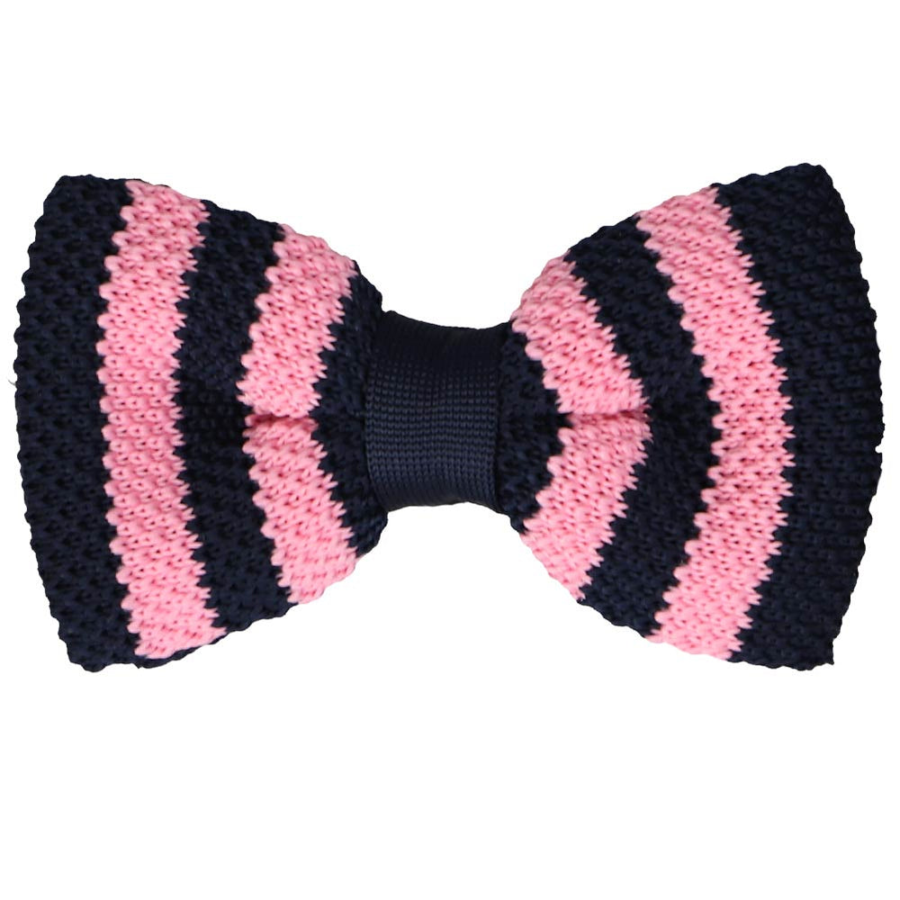 Pink and navy vertical striped bow tie