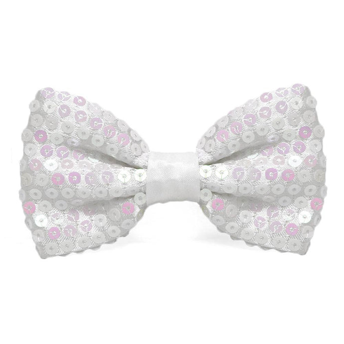 White and Pink Sequin Bow Tie