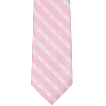 Load image into Gallery viewer, The front of a pink and white plaid extra long tie