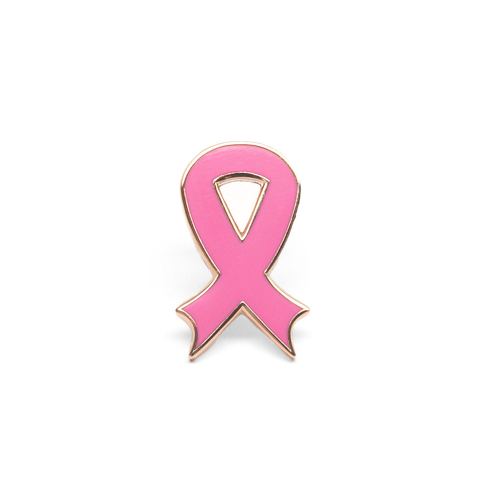 Breast Cancer Pink and White Ribbon Pin