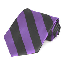 Load image into Gallery viewer, Purple and Dark Gray Striped Tie