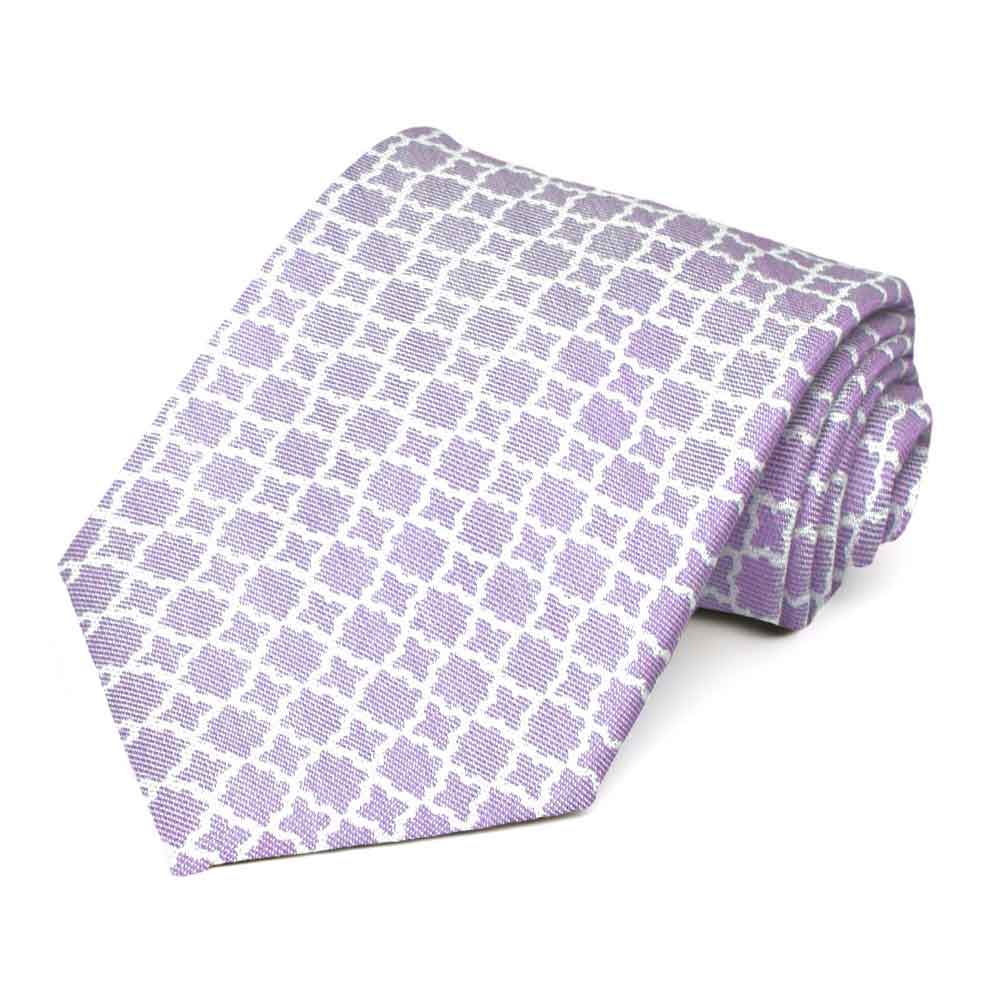 Purple Moroccan Trellis Cotton/Silk Narrow Necktie, 3 Width