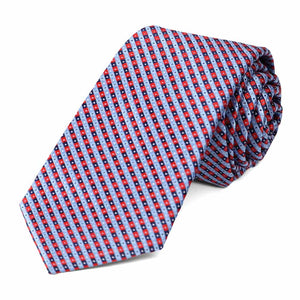 Red and Blue Checked Slim Tie, 2.75