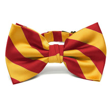 Load image into Gallery viewer, Red and Golden Yellow Striped Bow Tie