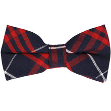 Load image into Gallery viewer, Red and navy blue plaid bow tie