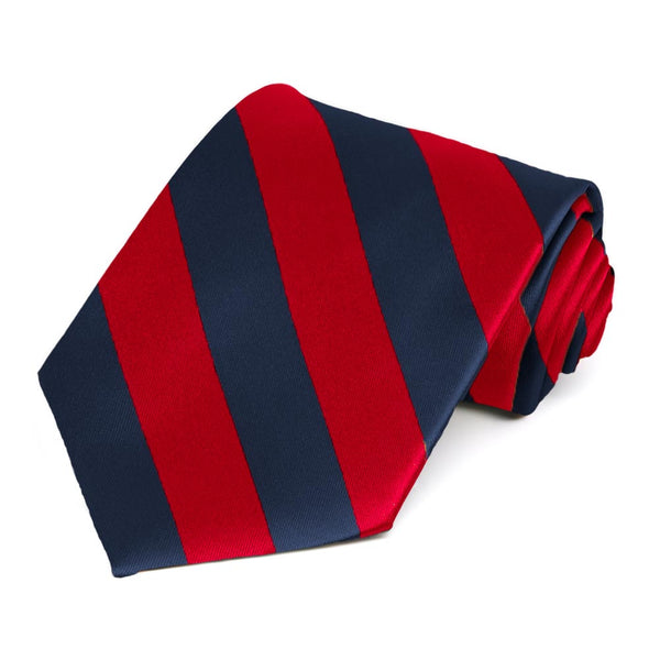 Navy & Silver Stripe Navy Blue Extra Long Tie