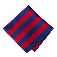 Load image into Gallery viewer, Red and Royal Blue Striped Pocket Square