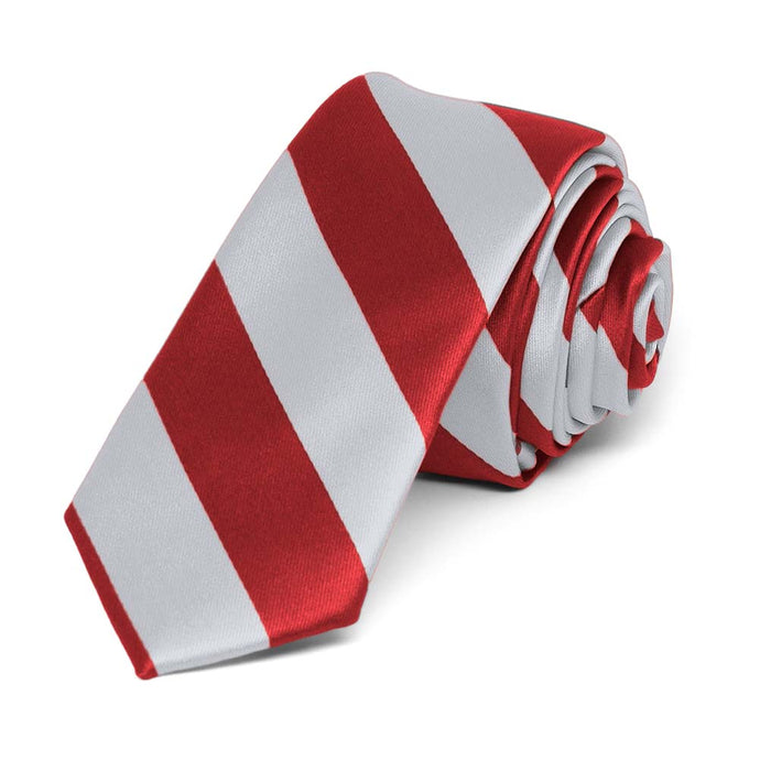 Red and Silver Striped Skinny Tie, 2
