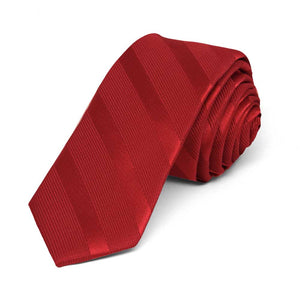 Red Tone-on-Tone Striped Skinny Tie, 2