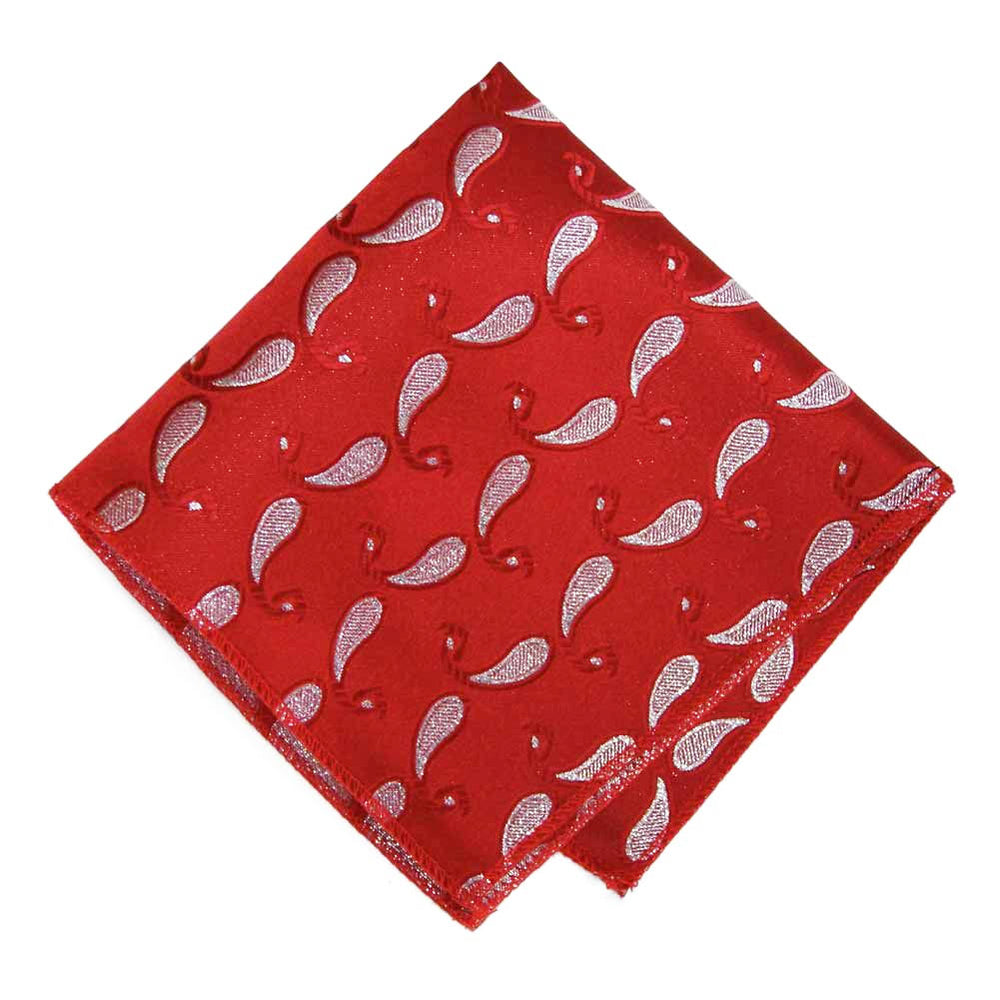 Red Fairport Paisley Pocket Square