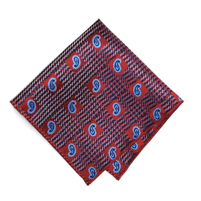 Red Churchill Paisley Pocket Square