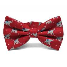 Load image into Gallery viewer, Republican Elephant pattern bow tie in red.