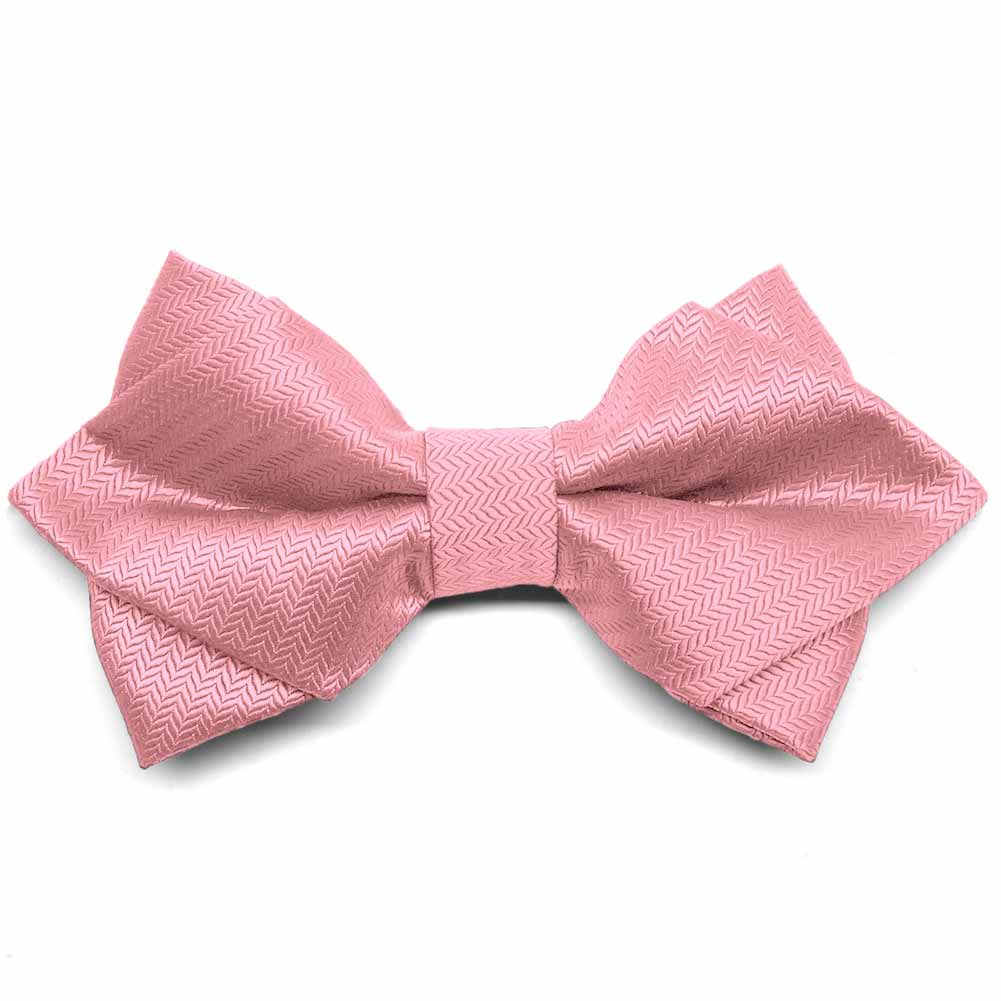 Men's Rose Petal Pink Herringbone Diamond Tip Bow Ties | Shop at ...