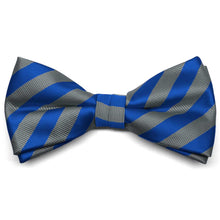 Load image into Gallery viewer, Blue and Gray Formal Striped Bow Tie