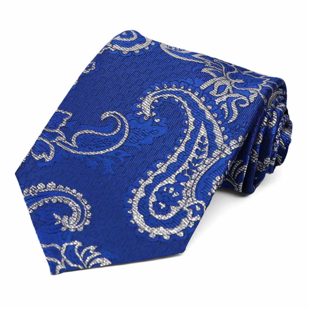 Royal Blue and Silver Paisley Tie | Shop at TieMart – TieMart, Inc.