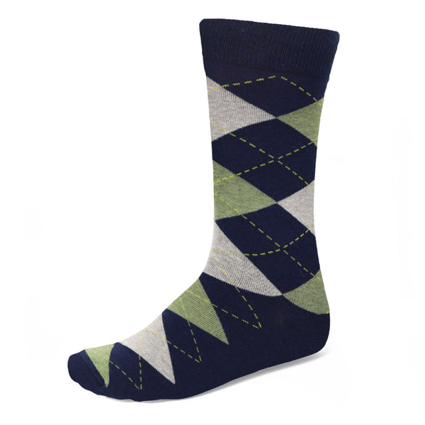 Men's Navy Blue and Sage Argyle Socks | Shop at TieMart – TieMart, Inc.