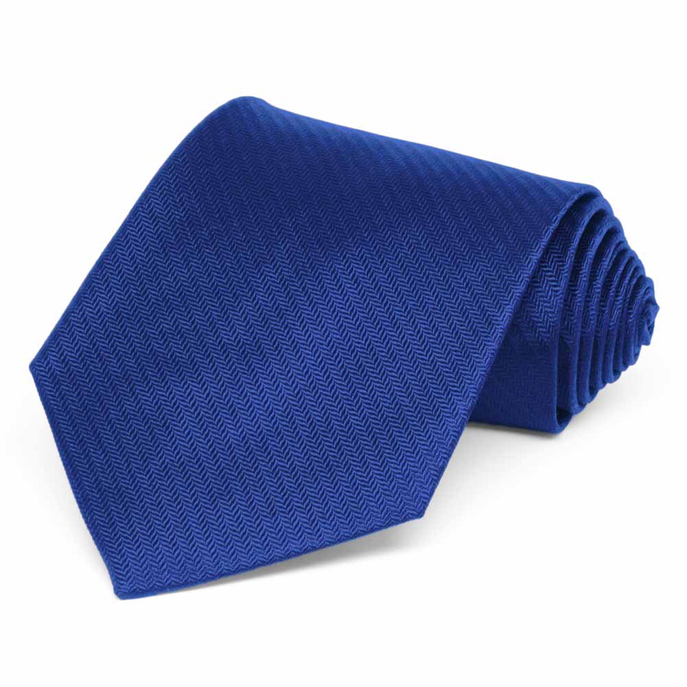 Extra Long Sapphire Blue Herringbone Silk Tie | Shop at TieMart ...