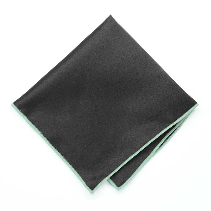 Seafoam Tipped Black Pocket Square