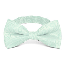 Load image into Gallery viewer, Seafoam paisley bow tie, close up front view