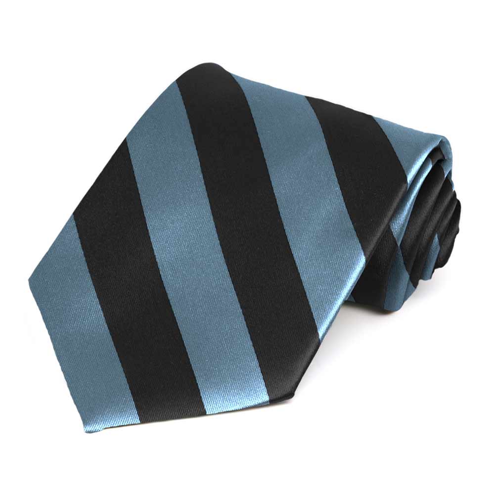 Serene Blue and Black Striped Ties | Shop at TieMart – TieMart, Inc.