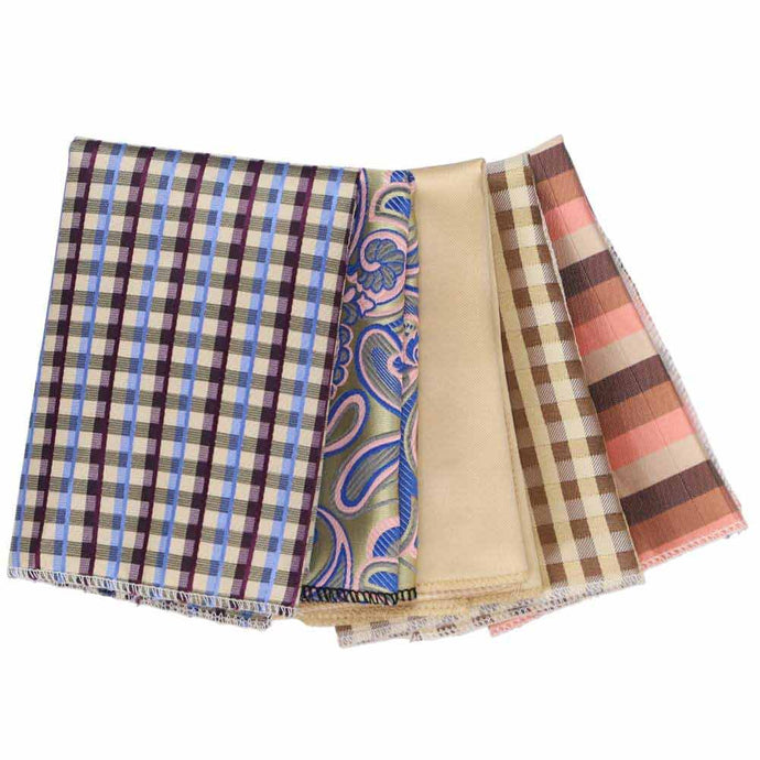 5 assorted brown pocket squares